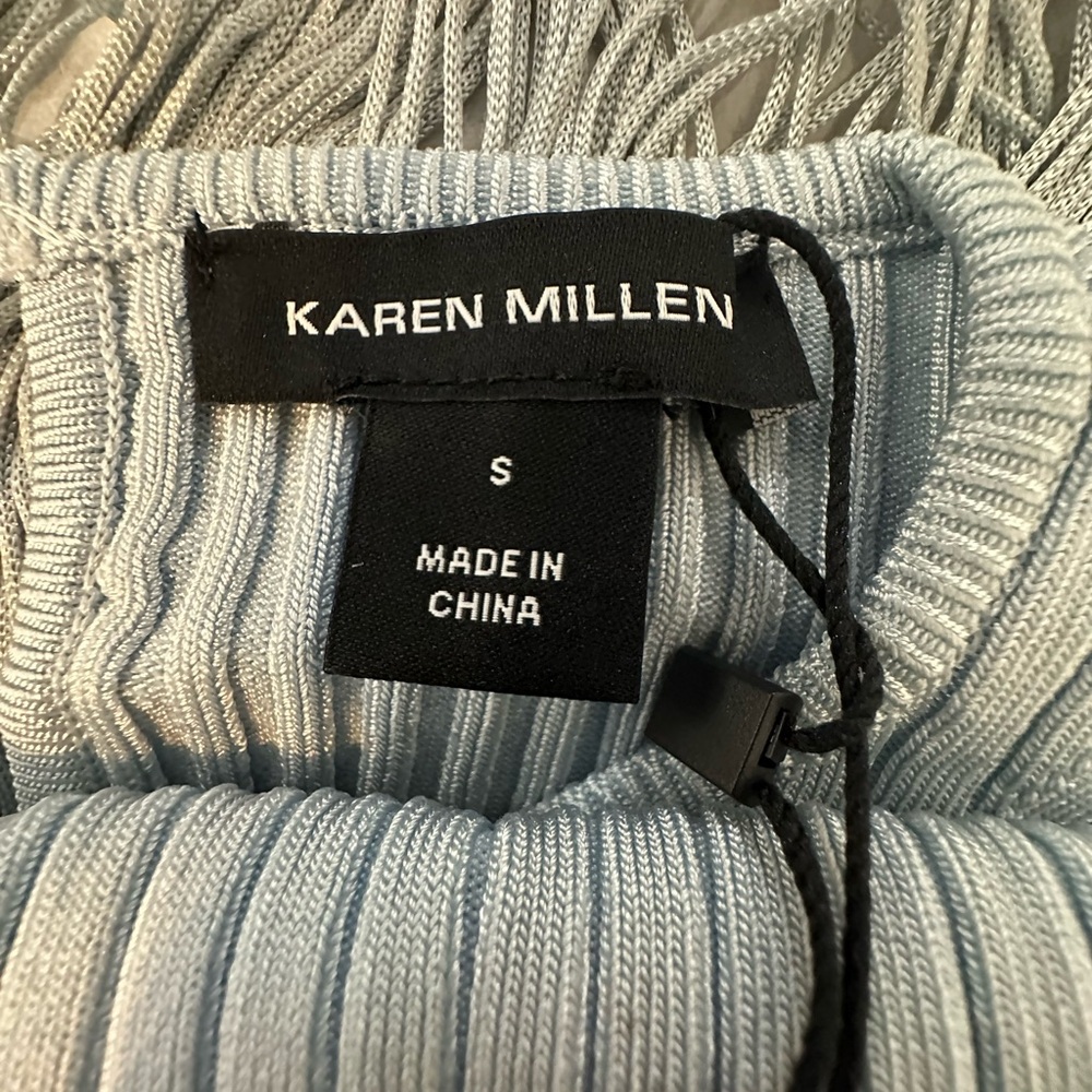 Karen Millen Light Blue Fringe Midi Dress - Picture 7 of 9